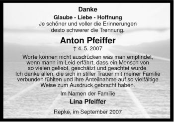 Traueranzeige von Anton Pfeiffer von ALLGEMEINE ZEITUNG UELZEN