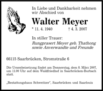 Traueranzeige von Walter Meyer von ALLGEMEINE ZEITUNG UELZEN
