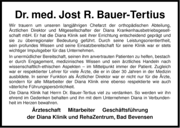 Traueranzeige von Jost R. Bauer-Terius von ALLGEMEINE ZEITUNG UELZEN