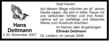 Traueranzeige von Hans Dettmann von ALLGEMEINE ZEITUNG UELZEN