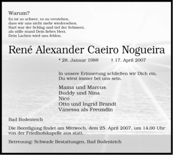 Traueranzeige von René Alexander von ALLGEMEINE ZEITUNG UELZEN
