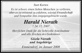 Traueranzeige von Harald Nierath von ALLGEMEINE ZEITUNG UELZEN