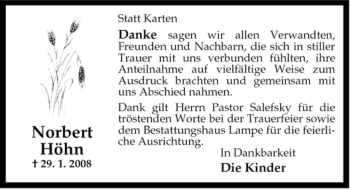 Traueranzeige von Norbert Höhn von ALLGEMEINE ZEITUNG UELZEN