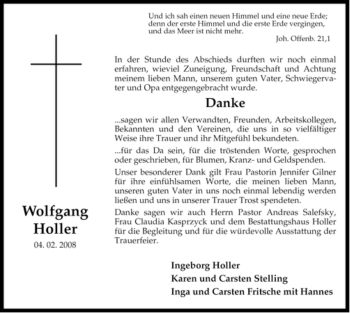 Traueranzeige von Wolfgang Holler von ALLGEMEINE ZEITUNG UELZEN