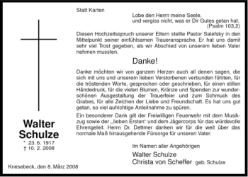 Traueranzeige von Walter Schulze von ALLGEMEINE ZEITUNG UELZEN