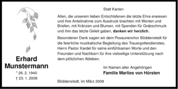 Traueranzeige von Erhard Munstermann von ALLGEMEINE ZEITUNG UELZEN