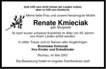 Traueranzeige von Renate Kmieciak von ALLGEMEINE ZEITUNG UELZEN