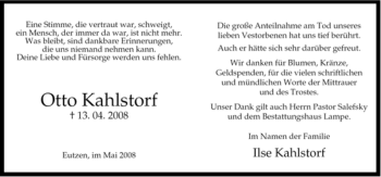 Traueranzeige von Otto Kahlstorf von ALLGEMEINE ZEITUNG UELZEN