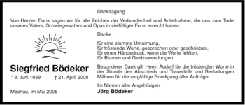 Traueranzeige von Siegfried Bödeker von ALLGEMEINE ZEITUNG UELZEN