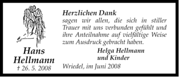 Traueranzeige von Hans Hellmann von ALLGEMEINE ZEITUNG UELZEN
