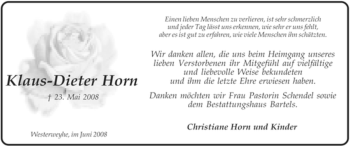 Traueranzeige von Kalus-Dieter Horn von ALLGEMEINE ZEITUNG UELZEN