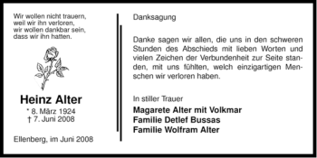 Traueranzeige von Heinz Alter von ALLGEMEINE ZEITUNG UELZEN