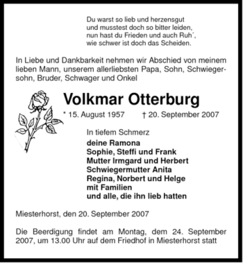 Traueranzeige von Volkmar Otterburg von ALLGEMEINE ZEITUNG UELZEN