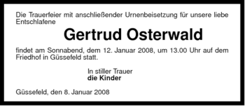 Traueranzeige von Gertrud Osterwald von ALLGEMEINE ZEITUNG UELZEN