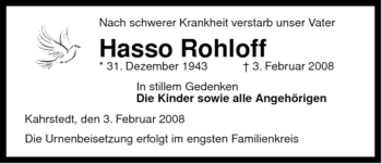 Traueranzeige von Hasso Rohloff von ALLGEMEINE ZEITUNG UELZEN