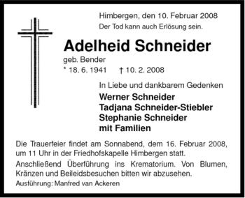 Traueranzeige von Adelheid Schneider von ALLGEMEINE ZEITUNG UELZEN
