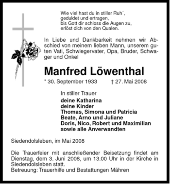 Traueranzeige von Manfred Löwenthal von ALLGEMEINE ZEITUNG UELZEN