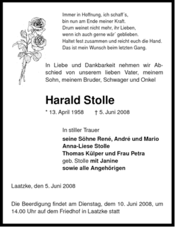 Traueranzeige von Harald Stolle von ALLGEMEINE ZEITUNG UELZEN