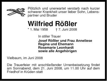 Traueranzeige von Wilfried Rößler von ALLGEMEINE ZEITUNG UELZEN