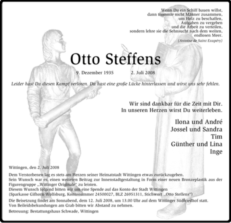  Traueranzeige für Otto Steffens vom 07.07.2008 aus ALLGEMEINE ZEITUNG UELZEN