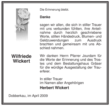 Traueranzeige von Wilfriede Wickert von ALLGEMEINE ZEITUNG UELZEN