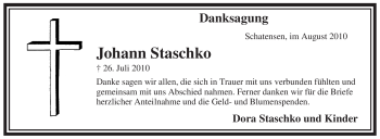 Traueranzeige von Johann Staschko von ALLGEMEINE ZEITUNG UELZEN