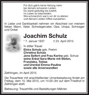 Traueranzeige von Joachim Schulz von Uelzen