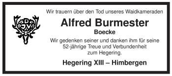 Traueranzeige von Alfred Burmester von ALLGEMEINE ZEITUNG UELZEN