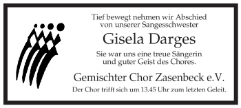 Traueranzeige von Gisela Darges von ALLGEMEINE ZEITUNG UELZEN