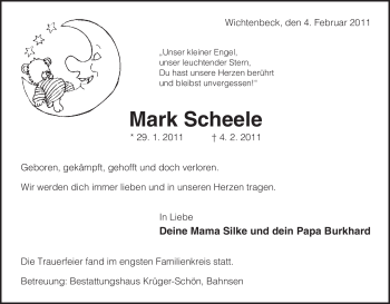 Traueranzeige von Mark Scheele von ALLGEMEINE ZEITUNG UELZEN