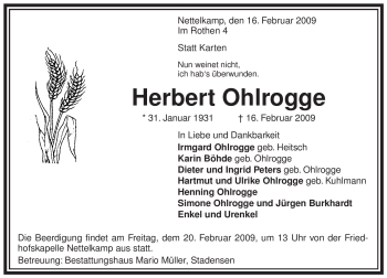 Traueranzeige von Herbert Ohlrogge von ALLGEMEINE ZEITUNG UELZEN