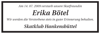 Traueranzeige von Erika Bötel von ALLGEMEINE ZEITUNG UELZEN