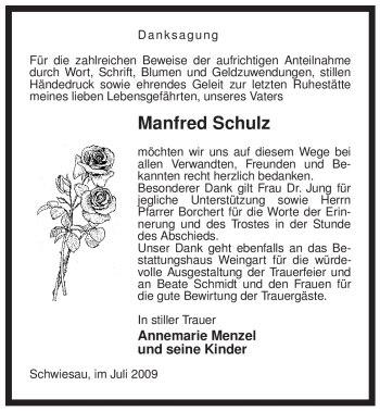 Traueranzeige von Manfred Schulz von ALLGEMEINE ZEITUNG UELZEN