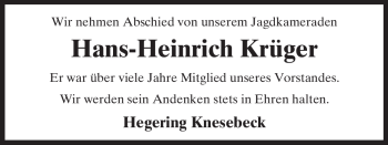 Traueranzeige von Hans-Heinrich Krüger von ALLGEMEINE ZEITUNG UELZEN