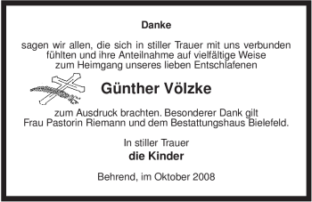 Traueranzeige von Günther Völzke von ALLGEMEINE ZEITUNG UELZEN