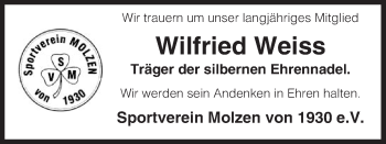 Traueranzeige von Wilfried Weiss von Uelzen