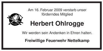 Traueranzeige von Herbert Ohlrogge von ALLGEMEINE ZEITUNG UELZEN