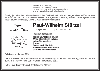 Traueranzeige von Paul-Wilhelm Stürzel von Uelzen