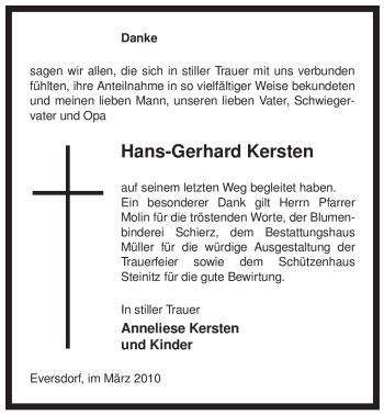 Traueranzeige von Hans-Gerhard Kersten von ALLGEMEINE ZEITUNG UELZEN