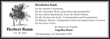 Traueranzeige von Herbert Baum von ALLGEMEINE ZEITUNG UELZEN