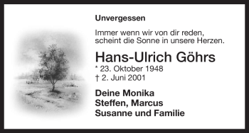 Traueranzeige von Hans-Ulrich Göhrs von ALLGEMEINE ZEITUNG UELZEN