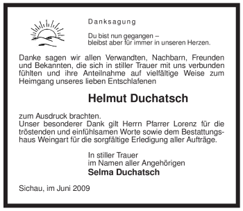 Traueranzeige von Helmut Duachatsch von ALLGEMEINE ZEITUNG UELZEN