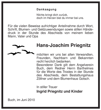 Traueranzeige von Hans-Joachim Priegnitz von ALLGEMEINE ZEITUNG UELZEN