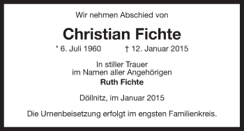 Traueranzeige von Christian Fichte von Uelzen