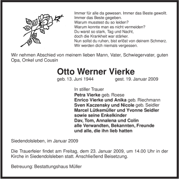 Traueranzeige von Otto Werner Vierke von ALLGEMEINE ZEITUNG UELZEN