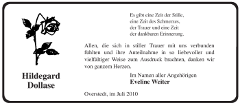 Traueranzeige von Hildegard Dollase von ALLGEMEINE ZEITUNG UELZEN