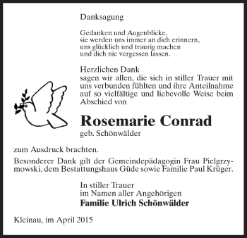 Traueranzeige von Rosemarie Conrad von Uelzen