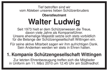 Traueranzeige von Walter Ludwig von ALLGEMEINE ZEITUNG UELZEN