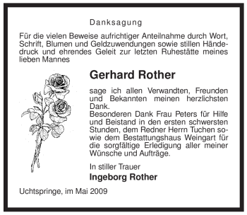 Traueranzeige von Gerhard Rother von ALLGEMEINE ZEITUNG UELZEN