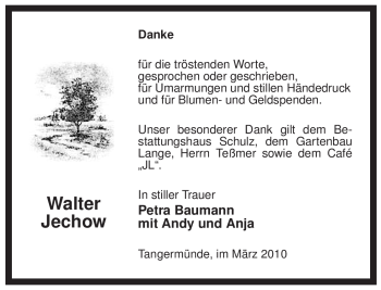 Traueranzeige von Walter Jechow von ALLGEMEINE ZEITUNG UELZEN